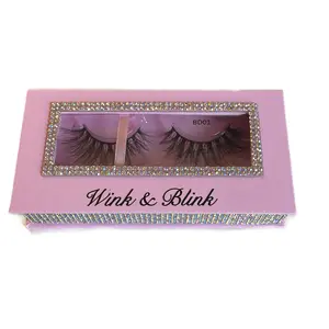 Mink Eyelashes  BD01- Pink Packaging with Wink & Blink Text - Makeup Cosmetic for Makeup Application