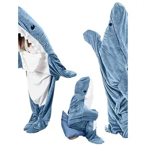 Wearable Shark Blanket Hoodie Onesie Sleeping Bag Cozy Costume For Family Loungewear Pajama Comfort Overalls Womenswear Clothing