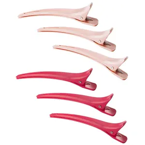 Professional Hair Sectioning Clips, 6-Pack, , Durable Salon Styling Clips (3  + 3 Red)