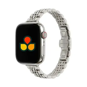 Anhem Slim Stainless Steel Link Watch Bands for Women Compatible with Apple Watch Series 9, 8, 7, 6, 5, 4, 3, 2, 1, SE, Ultra, Ultra 2 - Extra Slim Butterfly Buckle Design