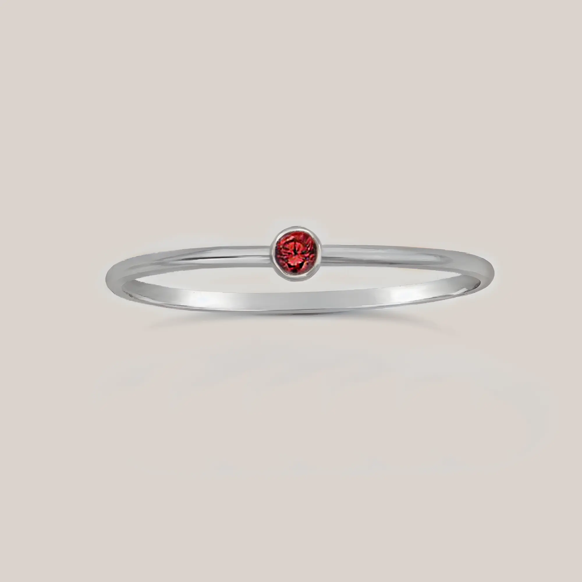 January Birthstone Ring Garnet – Sterling Silver Stacking Ring