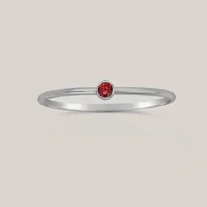 January Birthstone Ring Garnet – Sterling Silver Stacking Ring