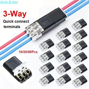 Quick Coupling Connectors, Quick Connect Terminals, 3-Pin Wire Splice Connectors for 24-20 AWG, Solderless No Stripping 3 Way Wire Connector for LED Strip, Quick Snap Connector, Durable Reliable Connectors, Clamping Force, Flexible Wire