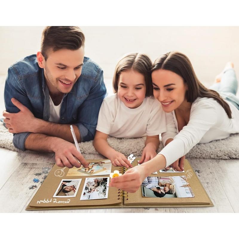 Travel Scrapbook Album ,40 Page DIY Spiral Memory Book(8 x 8 Inch) ,Photo lay flat book for Photo Journaling Anniversary Wedding Gifts Family Gifts