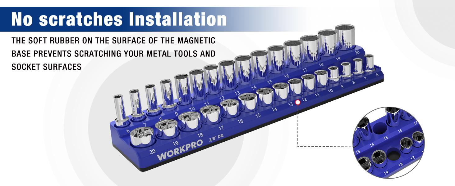 #fathersdaygift WORKPRO Magnetic Socket Organizer Set, 3-Pack Holder Set Includes 1/4", 3/8" and 1/2" Drive Metric Socket Trays, Holds 75 Pieces Standard and Deep Sockets #fathersdaygift WORKPRO Magnetic Socket Organizer Set, 3-Pack Holder Set Includes 1/4", 3/8" and 1/2" Drive Metric Socket Trays, Holds 75 Pieces Standard and Deep Sockets