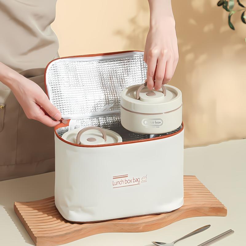 Stainless Steel 3-Layer Lunch Box Set — 3 Lunch Boxes + 1 Insulated Bag, Insulated Food Container Set for Adults & Kids, Portable & Reusable