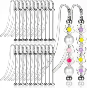 24 count Beadable Bookmarks DIY Metal Blank Bar Bookmark  for Beads DIY Bookmarks Craft  Pendant Charm  for Book Lovers Student Teacher Office Supplies