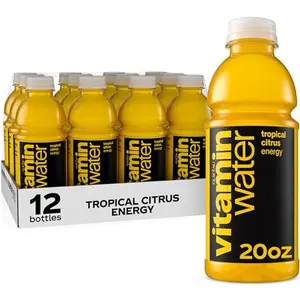 vitaminwater Energy Tropical Citrus Nutrient Enhanced Flavored Water Beverage, 20 fl oz Bottles, 12 Pack
