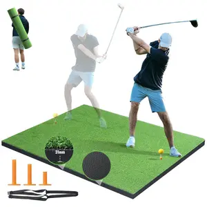 VEVOR Golf Hitting Mat, 5x5ft Artificial Turf Golf Hitting Mat, Thickened Golf Hitting Training Aids with 3 Rubber Tees, Golf Practice Hitting Mat for Backyard Driving Indoor Outdoor Training