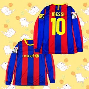 2008-09 Home Long Sleeve Retro Jersey – Messi #10