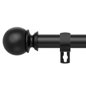Black Curtain Rods for Windows 28 to 86 Inch,1 Inch Diameter Stainless Steel Adjustable Heavy Duty Curtain Rod with Brackets, Easy Installation for Indoor and Outdoor