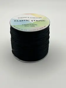 0.8mm Flat Elastic Crystal String in Black 60M/Roll
