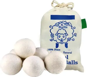 Wool Dryer Balls 6-Pack - Drying Balls for Laundry, Eco-Friendly & Reduces Clothing Wrinkles