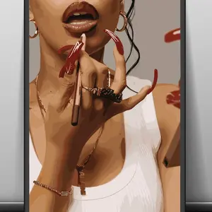 Black Girl Magic, Black Woman Art, Black Female Art, Black American Art, Black Woman with Lipstick Wall Art, Abstract Art, Fashion Wall Art, Unframed, Room Decor