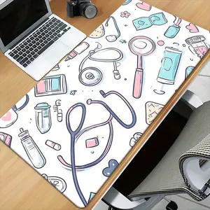 1 nurse-themed rubber mouse pad, black and white nurse illustration design, suitable for office, computer and gaming environments, desktop pad - vibrant design - Sturdy desktop pad, nursing work accessory, Desk Accessories