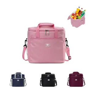 Ultimate Lunch Companion Large Capacity Cooler Pink Lunch Box with Ice Pack for Beach Trips Camping Hiking & Tailgating Leakproof & Thickened Thermal Food Carrier 8-Hour Insulated Lunch Bag for Office Picnic & Travel Meal Prep Essentials Ditch Takeout