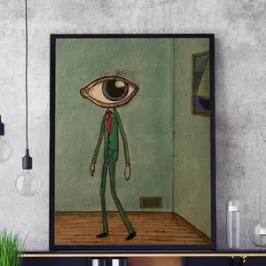 1pc Big Eyed Gentleman Poster, Wall Art, Wall Decor, Canvas Print, Creative Poster, Canvas Art, Funny Poster, Modern Minimalist Style Print, Living Room And Room Decor, Home Decor, Ideal Gift