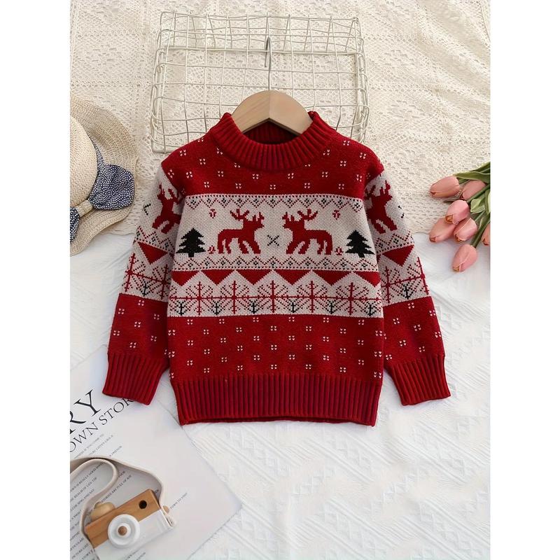 Boys Festive-Themed Acrylic Pullover Sweatshirt