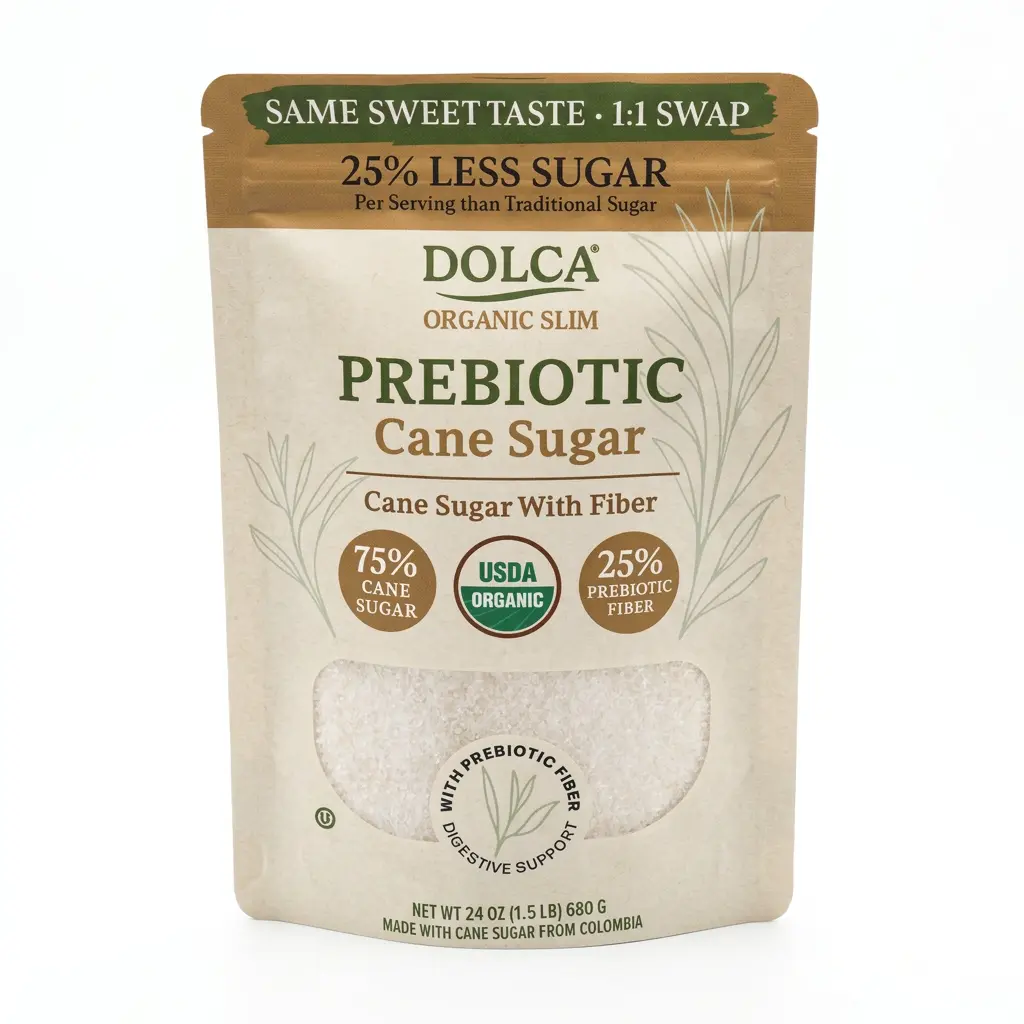Dolca Organic Slim Natural Fiber Prebiotic Cane Sugar, Real Sugar Taste Sweetener for Baking, Coffee, and Everyday Use, Certified Organic, Easy Cup for Cup Swap, No Strange Aftertaste, Made for Bakers and Sweet Lovers Healthy Ingredients