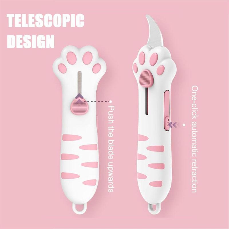 Cute Cat Paw Retractable Box Knife - Foldable Utility Knife, Alloy ...