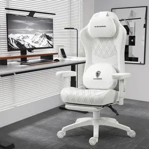 Dowinx Gaming Chair with Heated Massage Lumbar Support,Ergonomic Computer Chair with Pocket Spring Cushion,Reclining Game Chair with Adjustable Padded Armrests and Footrest