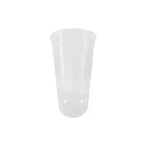 Custom Cup Factory Disposable Heat Resistant 22/24oz Clear Premium PP Injection Plastic U-Style Cups - 90mm Diameter, 500 Pieces/Case