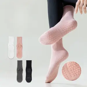 4pairs of indoor yoga socks for women, Anti-Slip Yoga Pregnant Stopper Sock, anti-slip silicone fitness pilates long socks - suitable for all seasons