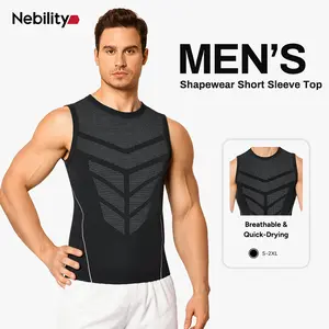 Nebility Mens Seamless Compression Tank Top, Quick-Dry Breathable High-Stretch Athletic Shapewear with Targeted Support for Training & Workouts, Menswear