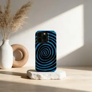 Hypnotic Spiral iPhone Case, Blue Black Optical Illusion Cover iPhone 17 Pro Max 16 15 14 13 12 11