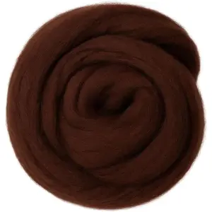 100G/3.53OZ Soft Felting Wool Pure Chunky Roving Yarn Bulk for Needle Felting Knitting Blanket Spinning Weaving DIY Craft,Light Brown