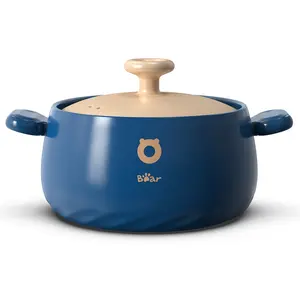 Bear 3.5L Ceramic Casserole Pot for Stewing, Braising, and Claypot Rice - Gem Blue CP-G0026-P02