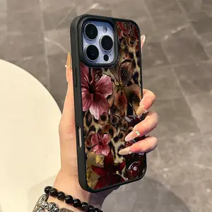 Chic Magnetic Case for iPhone11/12/13/14/15/16/17/promax Floral Leopard Print with Cherries  MagSafe Ready, Anti-Slip, Ultra Thin | Aesthetic Touch for Daily Use