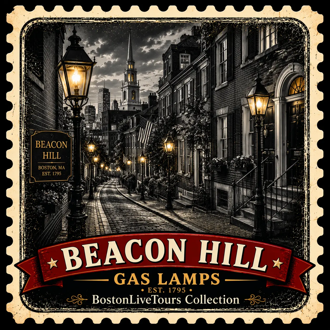 Boston, MA Beacon Hill– 3x3 sticker