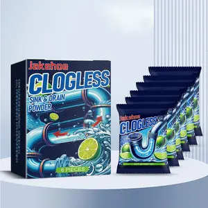 6pcs Powerful Drain Cleaner Powder, Dissolves Clogs, Removes Oil Stains, Eliminates Odors, Effective Sewer Pipe Cleaning Agent, Household