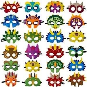 12pcs Dinosaur Themed Costume Party Masks, Felt Dinosaur Mask for Kids' Birthdays & Festive Dress-Up, Perfect for Halloween & Christmas Events
