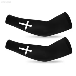 2-Pair Unisex Cross Pattern Compression Arm Sleeves, Adjustable Cooling UV Protection Arm Cover for Running Basketball Outdoor Sports