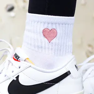 Embroidered Heart 'Feelings in My Footsteps' Crew Socks