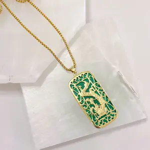 REVERSIBLE DRAGON II GREEN JADE necklace