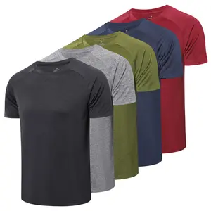 5 Packs Men's Short Sleeve Moisture Wicking Shirts Athletic Running Workout GYM T-Shirts Performance Breathable Tshirt