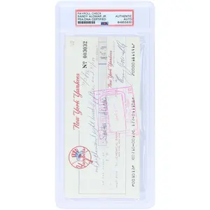 Sandy Alomar Jr. New York Yankees Autographed Check from December 31, 1976 - PSA 84855630 - Fanatics Authentic Certified