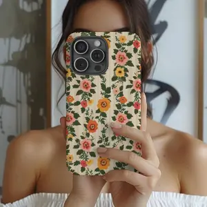 Wildflower CottageCore Phone Case Floral Striped Spring Summer iPhone 17 16 15 14 Air Pro Max Plus Suitable for IPhone17 11 12 13 14 15 16 Pro Max Air Plus