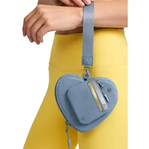 Joan & David The Hold-All Sport Nylon 3 Piece Set Heart Zip Pouch, Card Case & Lanyard Key Chain