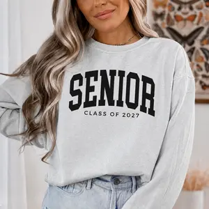 Senior Class Of 2027 Sweatshirt, White Graduation Crewneck, College Style Senior Sweatshirt, Class of 2027 Shirt, High School Senior Gift for Students