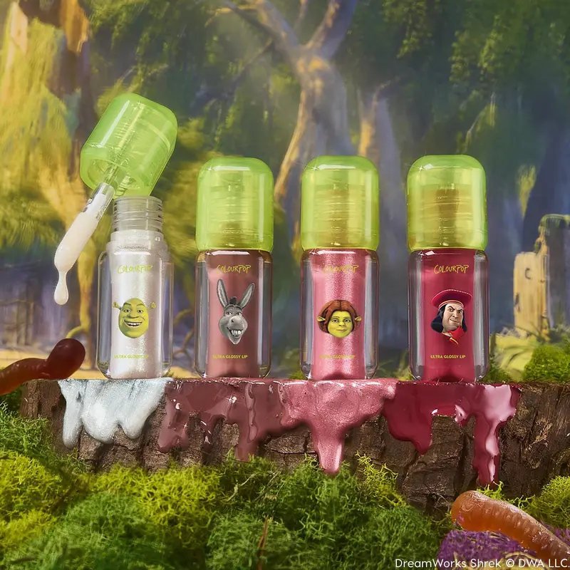 ColourPop X Shrek Totally Swamped Limited Edition Shrek Glosses with Hyaluronic Acid Plum Kakadu & Sweet Cherry Oil for Nourished Pout