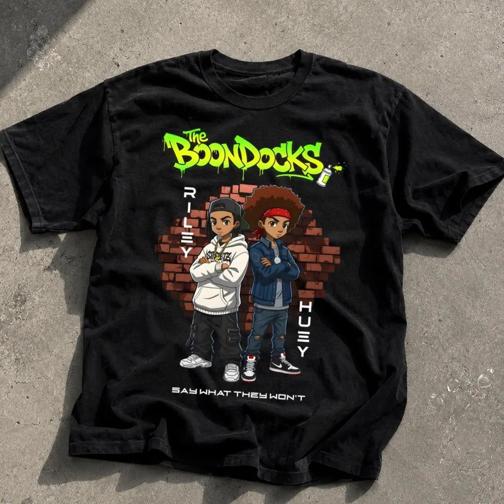 The Boondocks Vintage Streetwear Shirt Urban Graphic Fashion Music Lover Tee HY5797