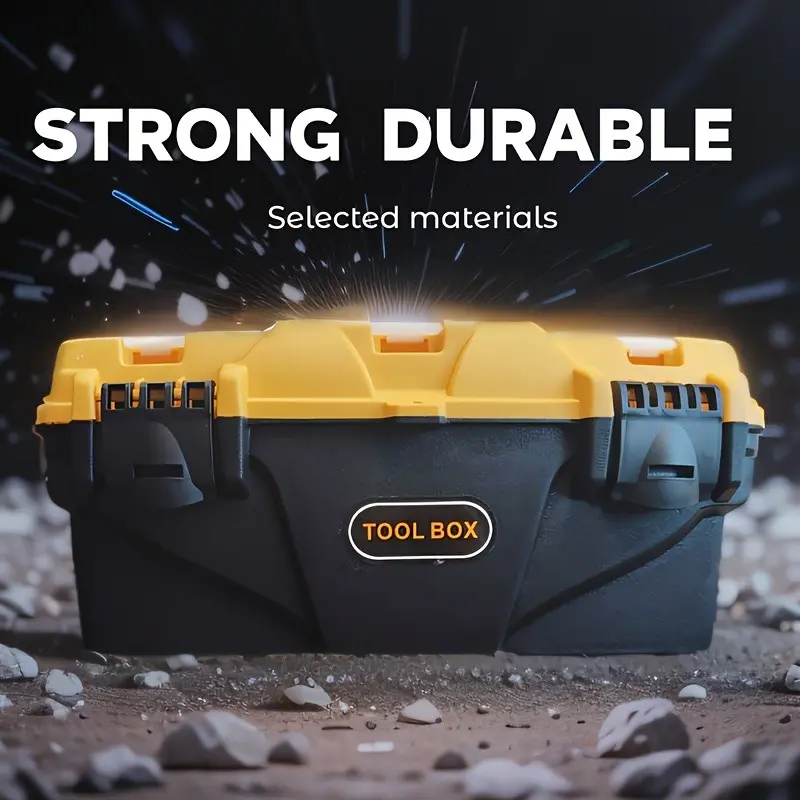 13-Inch Hardware Tool Box, Thick Plastic Combo Luggage for Electricians and Woodworkers, Drill Storage Case, Durable Toolbox