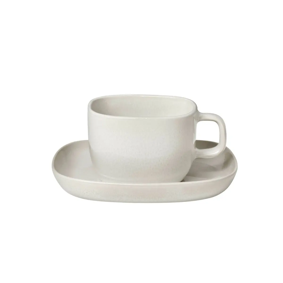 Blomus 64771 VAHLO Ceramic Tableware - Glossy 2-Piece Coffee Cups and Saucers Set, Moonbeam & Beige Kitchen Drinkware