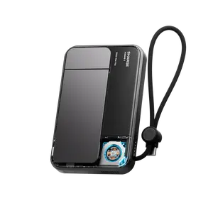 SHARGE ICEMAG 3 MagSafe Portable Charger, Qi2.2 25W Magnetic Power Bank 10000mAh 35W USB-C Fast Charging, with Active Cooling& Built-in Cable, Transparent RGB Design for iPhone 17e/16/15 Series