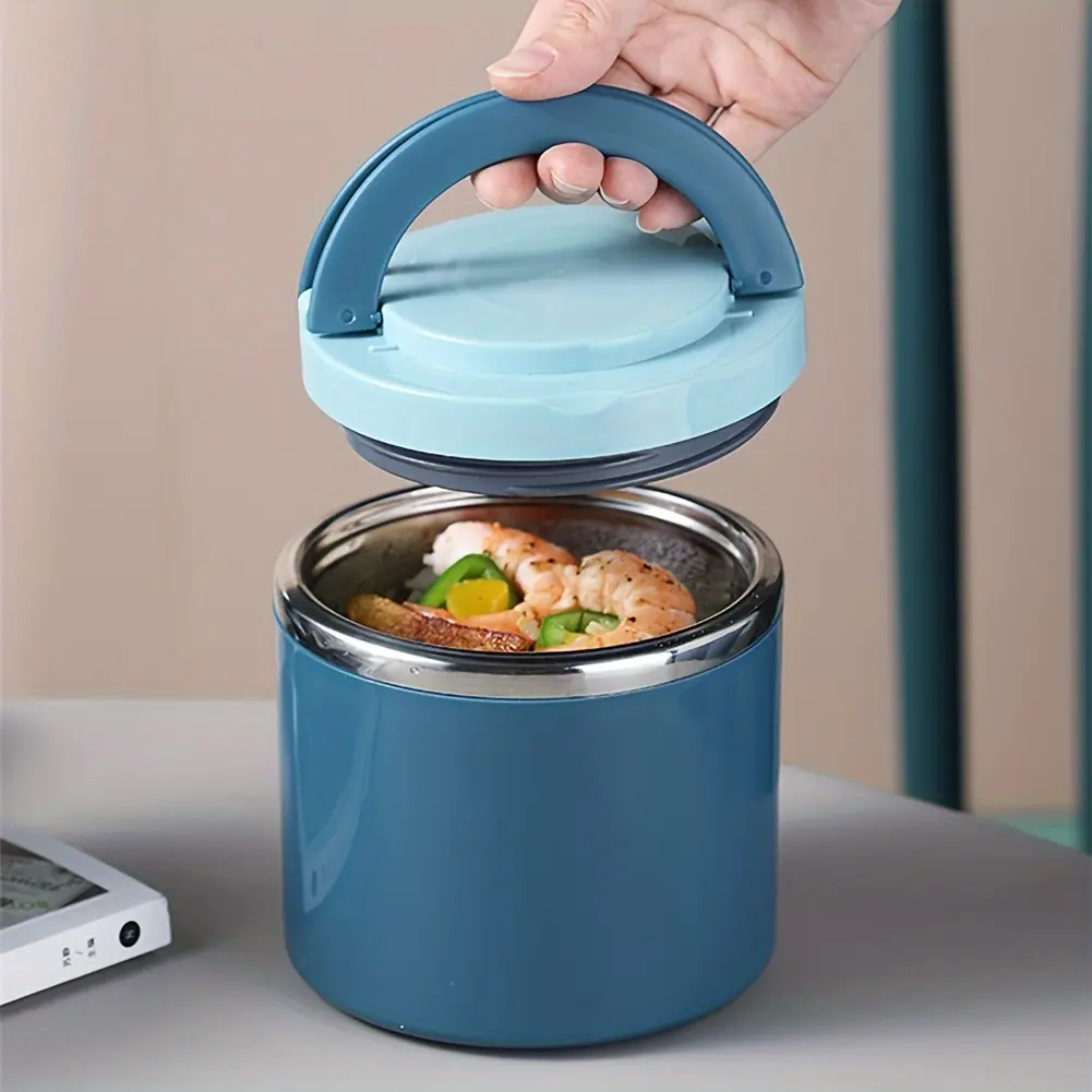 1pc Stainless Steel Insulated Lunch Box with Handle - Leak-Proof Stacking Design, Heat and Cold Isolation, Suitable for Offices, Schools, Camping, Picnics - Pink/Blue/Green - Excellent Gift Choice, Essential for Returning to School