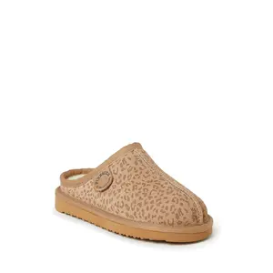 Fireside by Dearfoams Kid's Dempsey Genuine Shearling Clog Slipper - Leopard Size 2